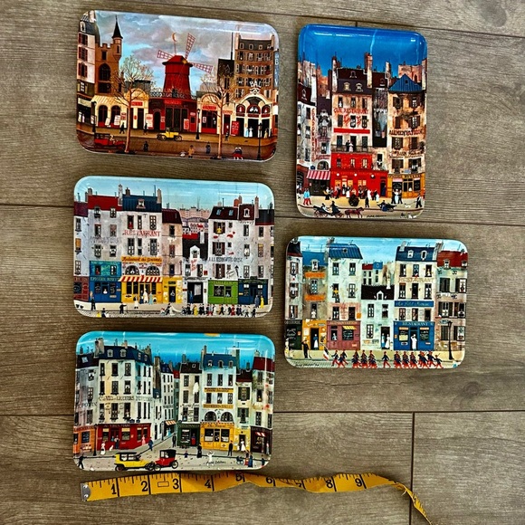 Set Of 5 Melamine Trays MICHEL DELACROIX Paris Street Scenes - Picture 3 of 7